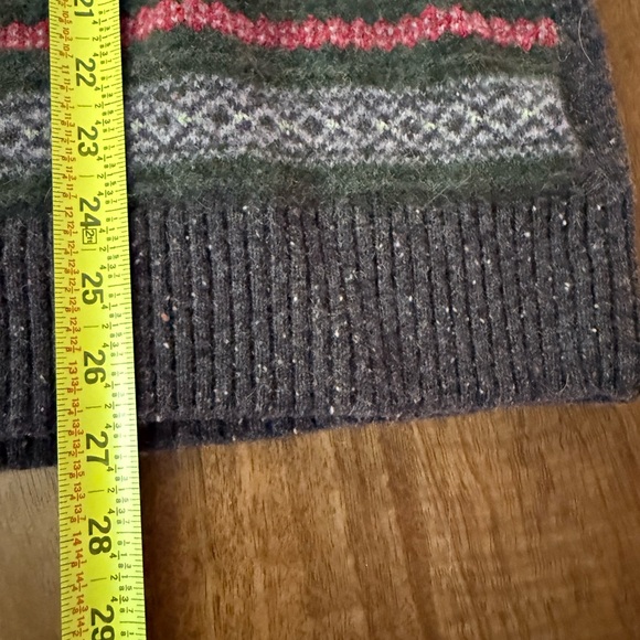 Eddie Bauer Nordic Fair Isle Green Lamb's Wool Camel Hair Sweater Size L Tall - Picture 9 of 9